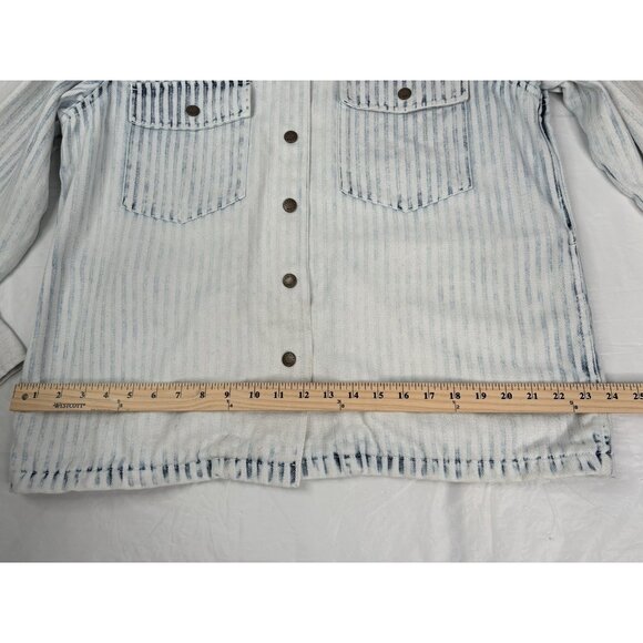 Faherty Topsail Savannah Jacket Women’s Large Indigo Dyed Blue White Full Snap - Picture 13 of 16